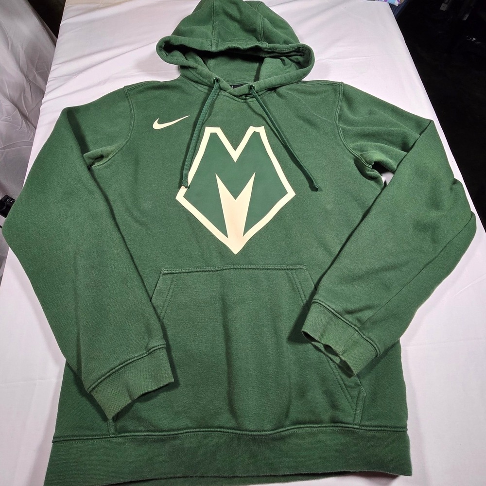 Nike NBA Milwaukee Bucks Hoodie Mens Small Green Pullover Sweatshirt Logo S